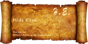 Hidi Elek névjegykártya